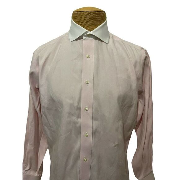 INDIVIDUALIZED SHIRTS Dress Shirt Pink‎ White Contrast Collar Spread Size 16 - Picture 1 of 12